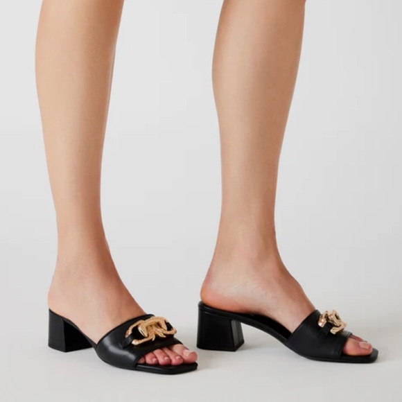 Santana Black Leather Block Heels Steve Madden Size 9 - Picture 6 of 6